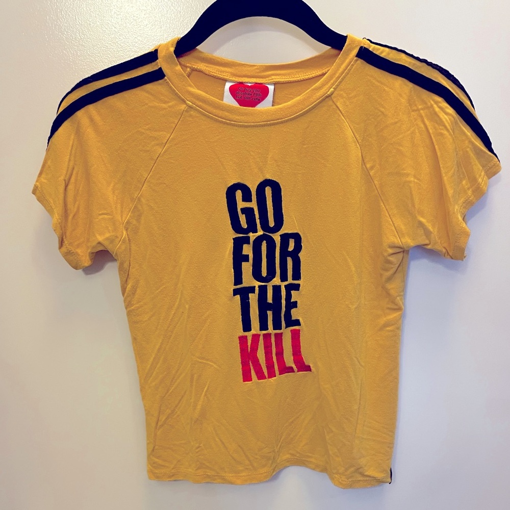 omighty Yellow Graphic Tee with Black & Red Print